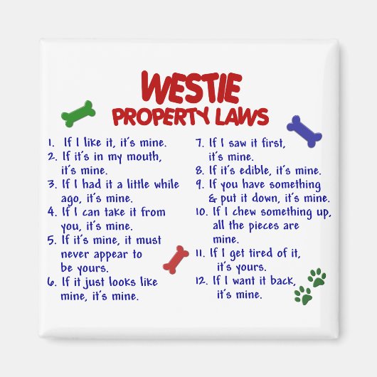 WESTIE-eigendomswetten 2 Magneet (Voorkant)