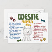 Westie-eigendomswetten 4 briefkaart (Voorkant / Achterkant)
