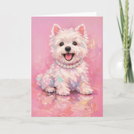 Westie Elegante Roze Portret Kaart