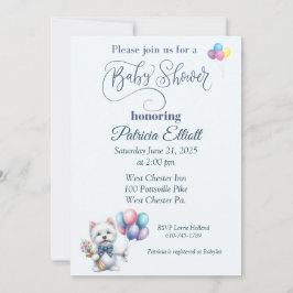 Westie en ballonnen Baby shower Kaart