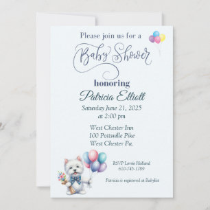 Westie en ballonnen Baby shower Kaart