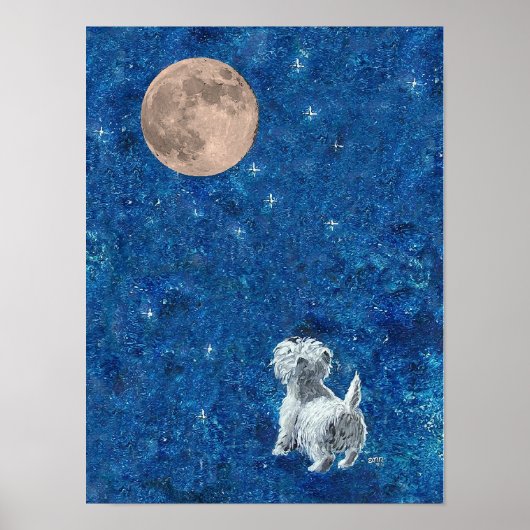Westie en Full Moon Poster (Voorkant)