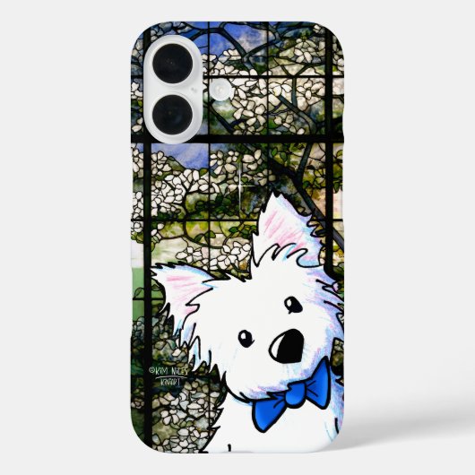 Westie en Glas in lood Hoesje-Mate iPhone Case (Achterkant)