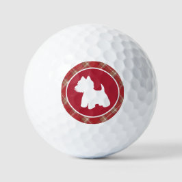 Westie en golfliefhebbers golfballen