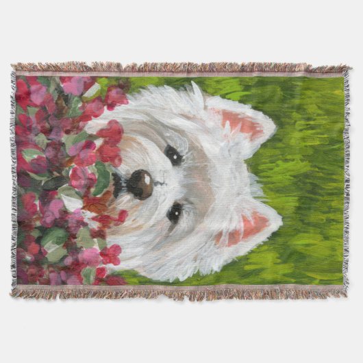 Westie en roze bloemen deken (Voorkant)