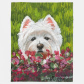 Westie en roze bloemen fleece deken (Voorkant)