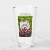 Westie en roze bloemen glas (Achterkant)