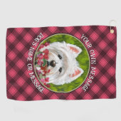 Westie en roze bloemen golfhanddoek (Horizontaal)