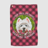 Westie en roze bloemen golfhanddoek (Voorkant)