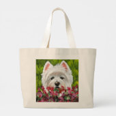 Westie en roze bloemen grote tote bag (Achterkant)