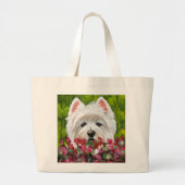 Westie en roze bloemen grote tote bag (Voorkant)