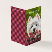 Westie en roze bloemen kaart (Buitenkant)