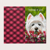Westie en roze bloemen kaart (Buitenkant ongevouwen)