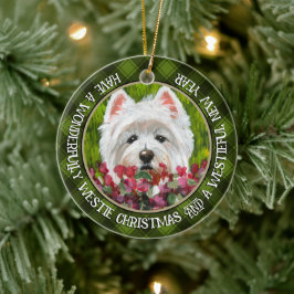Westie en roze bloemen keramisch ornament