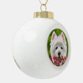 Westie en roze bloemen keramische bal ornament (Links)