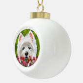 Westie en roze bloemen keramische bal ornament (Rechts)