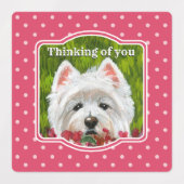 Westie en roze bloemen labels (Design 1)