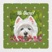 Westie en roze bloemen labels (Design 2)