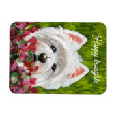 Westie en roze bloemen magneet (Horizontaal)