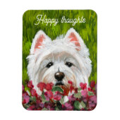 Westie en roze bloemen magneet (Verticaal)
