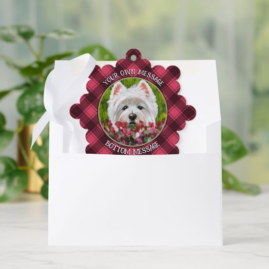 Westie en roze bloemen ornament kaart (Envelop)