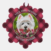 Westie en roze bloemen ornament kaart (Voorkant)