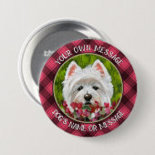 Westie en roze bloemen ronde button 7,6 cm (Voorkant /achterkant)