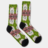 Westie en roze bloemen sokken (Rechts)