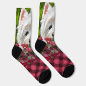 Westie en roze bloemen sokken (Rechts)