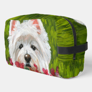 Westie en roze bloemen toilettasje