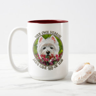 Westie en roze bloemen tweekleurige koffiemok