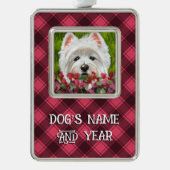 Westie en roze bloemen verzilverd omlijst ornament (Voorkant)