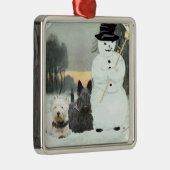 Westie en Scottie bouwen een Snowman Metalen Ornament (Rechts)