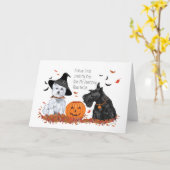 Westie en Scottie Halloween Kaart (Gele Bloem)
