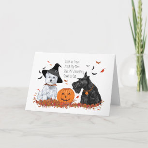 Westie en Scottie Halloween Kaart
