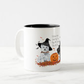 Westie en Scottie Halloween Tweekleurige Koffiemok (Voorkant links)