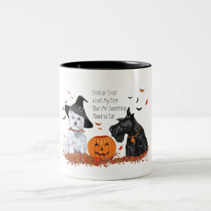 Westie en Scottie Halloween Tweekleurige Koffiemok
