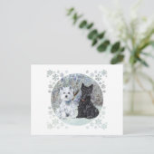 Westie en Scottie in besneeuwd landschap Briefkaart (Staand voorkant)
