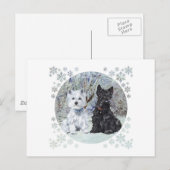Westie en Scottie in besneeuwd landschap Briefkaart (Voorkant / Achterkant)
