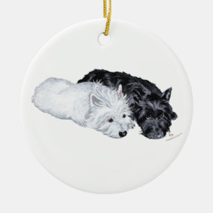 Westie en Scottie in Ease Keramisch Ornament
