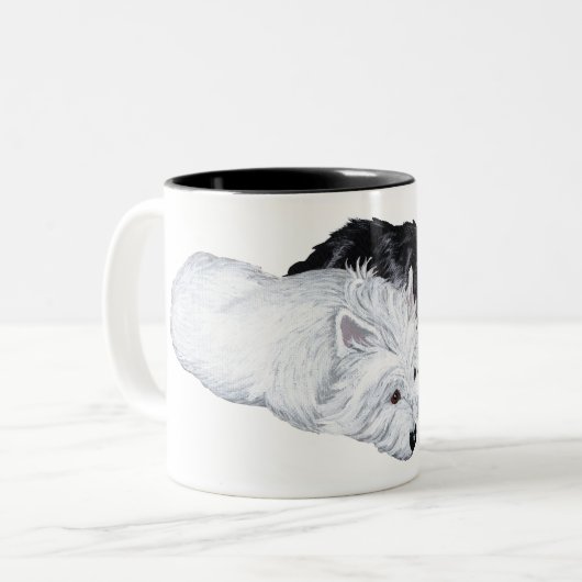 Westie en Scottie in Ease Tweekleurige Koffiemok (Voorkant links)