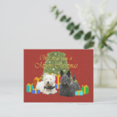 Westie en Scottie Merry Kerstmis Feestdagenkaart (Staand voorkant)