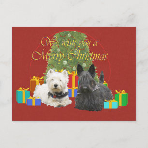 Westie en Scottie Merry Kerstmis Feestdagenkaart