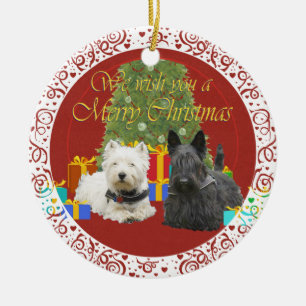 Westie en Scottie Merry Kerstmis Keramisch Ornament