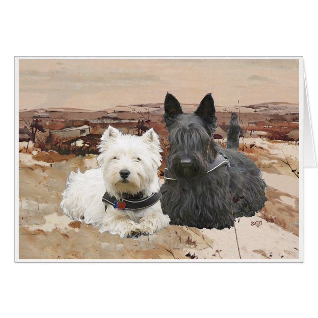 Westie en Scottie Together Autumn (Voorkant Horizontaal)
