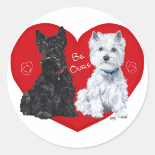 Westie en Scottie Valentijn Ronde Sticker