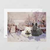 Westie en Scottie Winter Magpie Briefkaart (Voorkant / Achterkant)