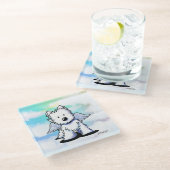 Westie engel glas coaster glazen onderzetter (Schuin)