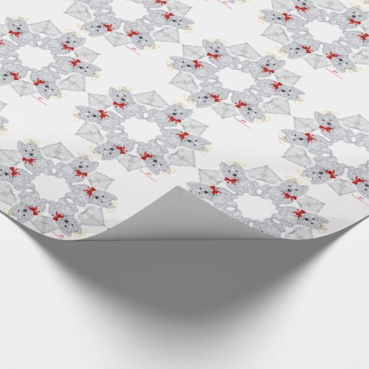 Westie Engel Sneeuwvlokje Cadeaupapier (Hoek)