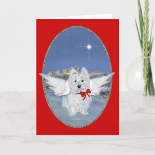 Westie Engel Wenskaart Feestdagen Kaart